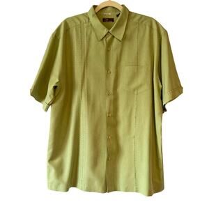Cafe Luna Men's Short Sleeve Guayabera Style Shirt Sage Green Size XL